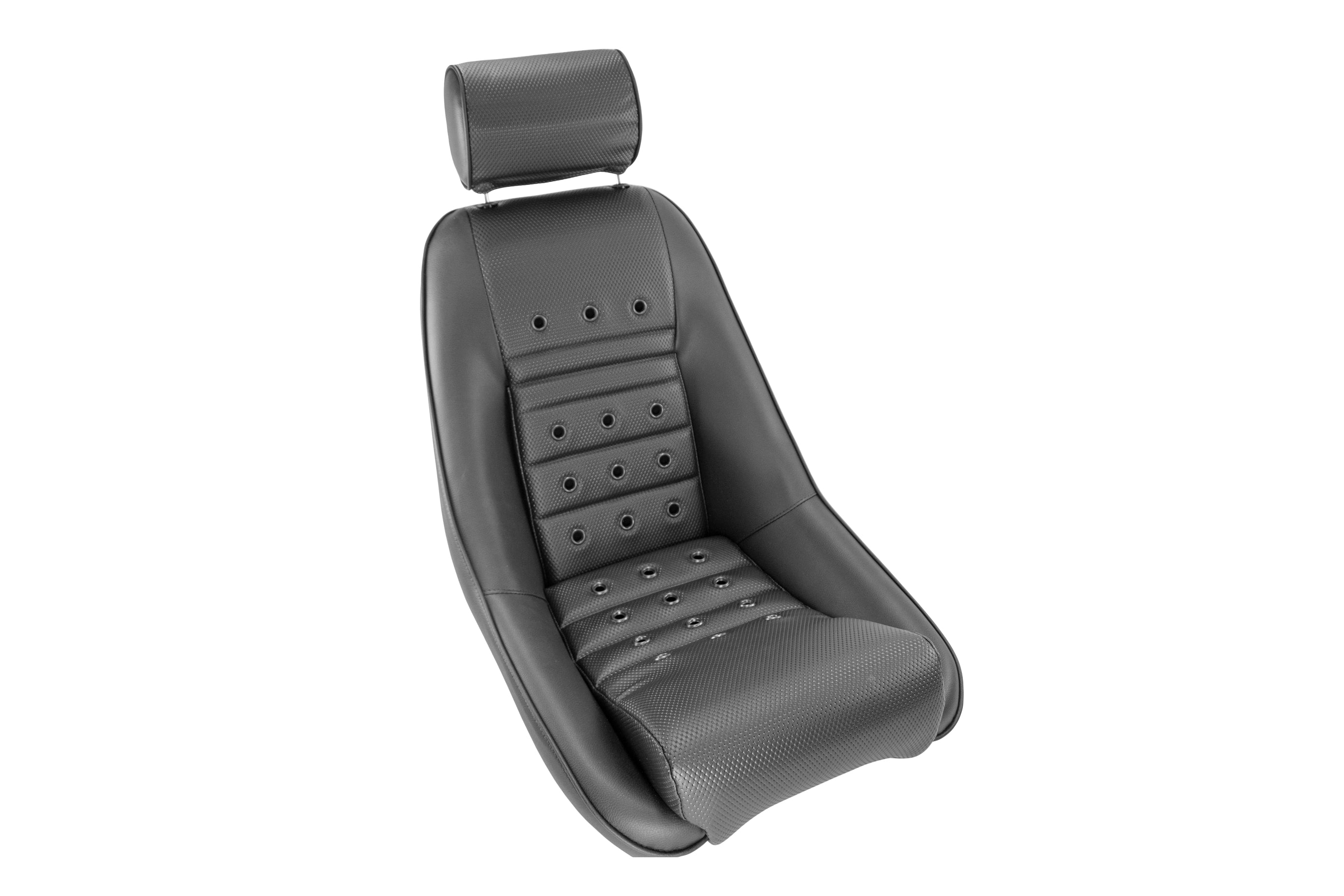 Cobra Black vinyl Classic RS seat w/basketweave centers and eyelets in the back panel