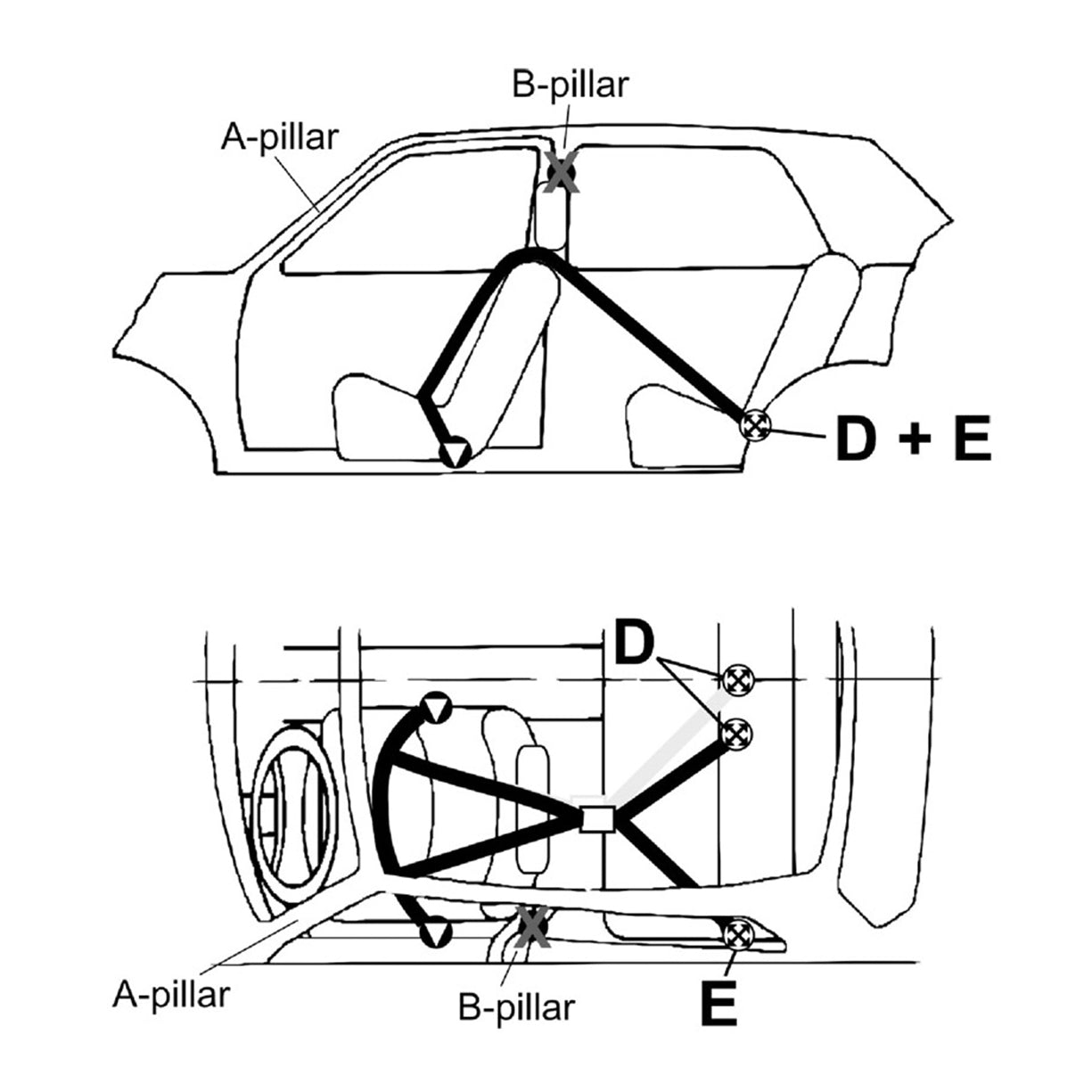 TAKATA Drift II ASM 2in Shoulder Belt-2in Lap Belt-Pull-Up Lap Adjuster- Bolt-on attachments